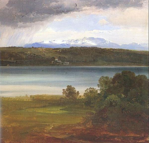 Christian Ernst Bernhard Morgenstern View across Lake Starnberg to the Benedikte Sweden oil painting art